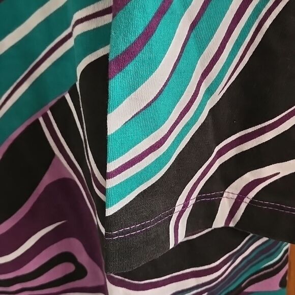 Sara Morgan Large Womens Purple Black Abstract Patterned Sleeve Top Shirt Blouse - Picture 7 of 13